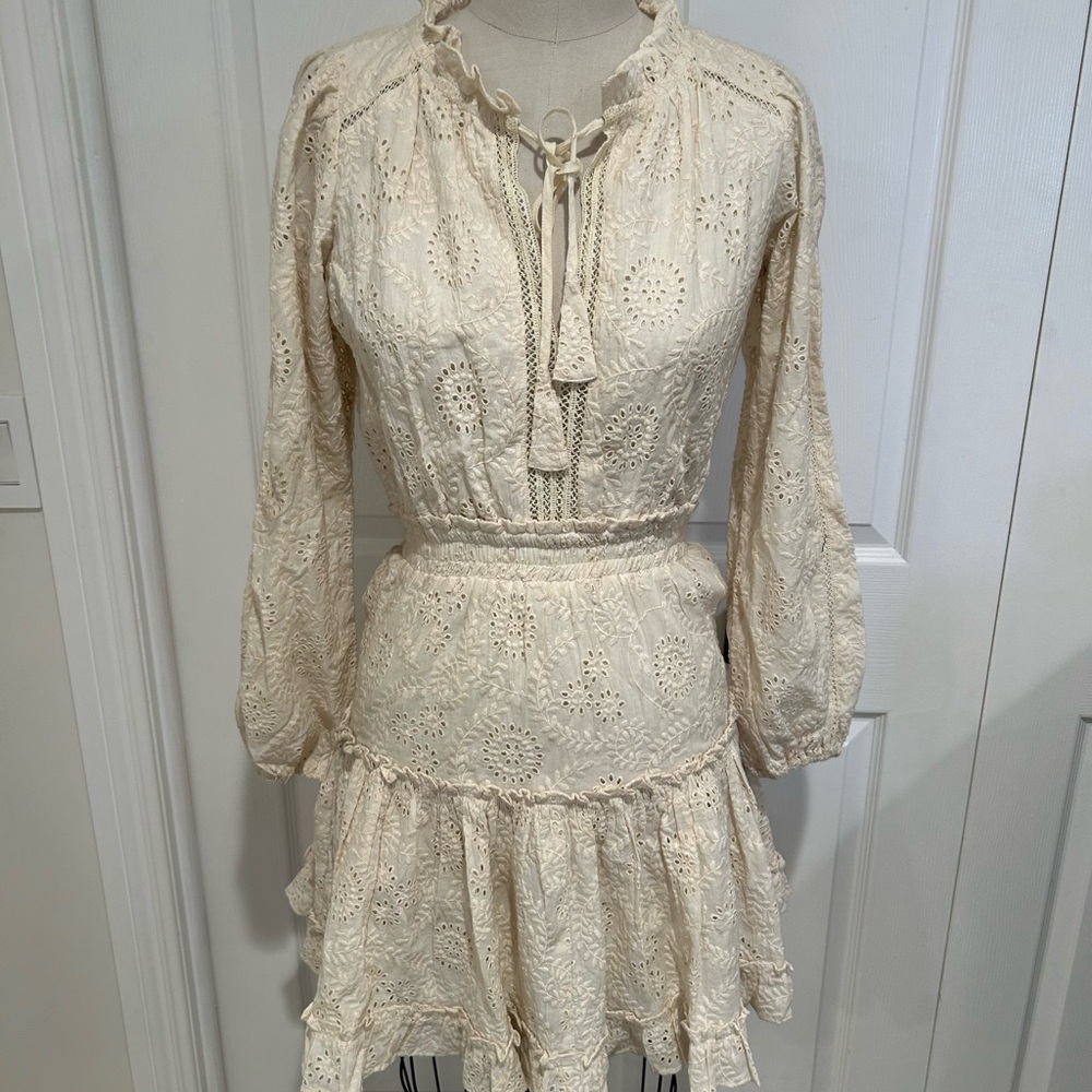 Misa Los Angeles Ivory Lace Long Sleeve Dress